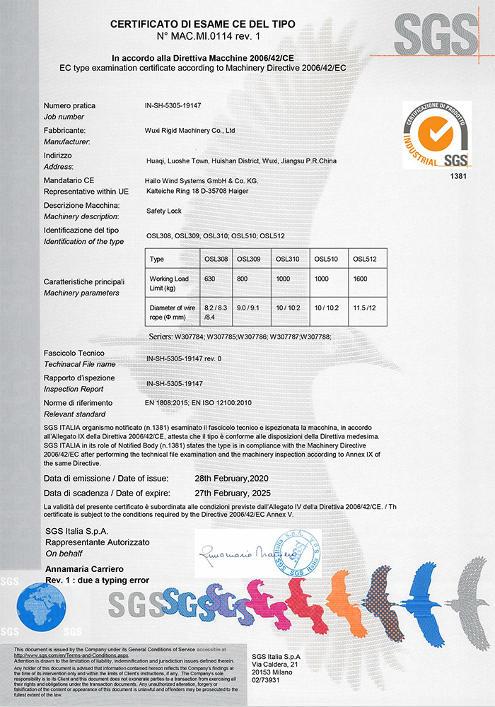 ការបិទកណ្តាល centrifugal SGS CE វិញ្ញាបនបត្រ